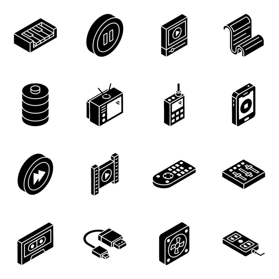 Electronics and  Devices isometric icon set vector