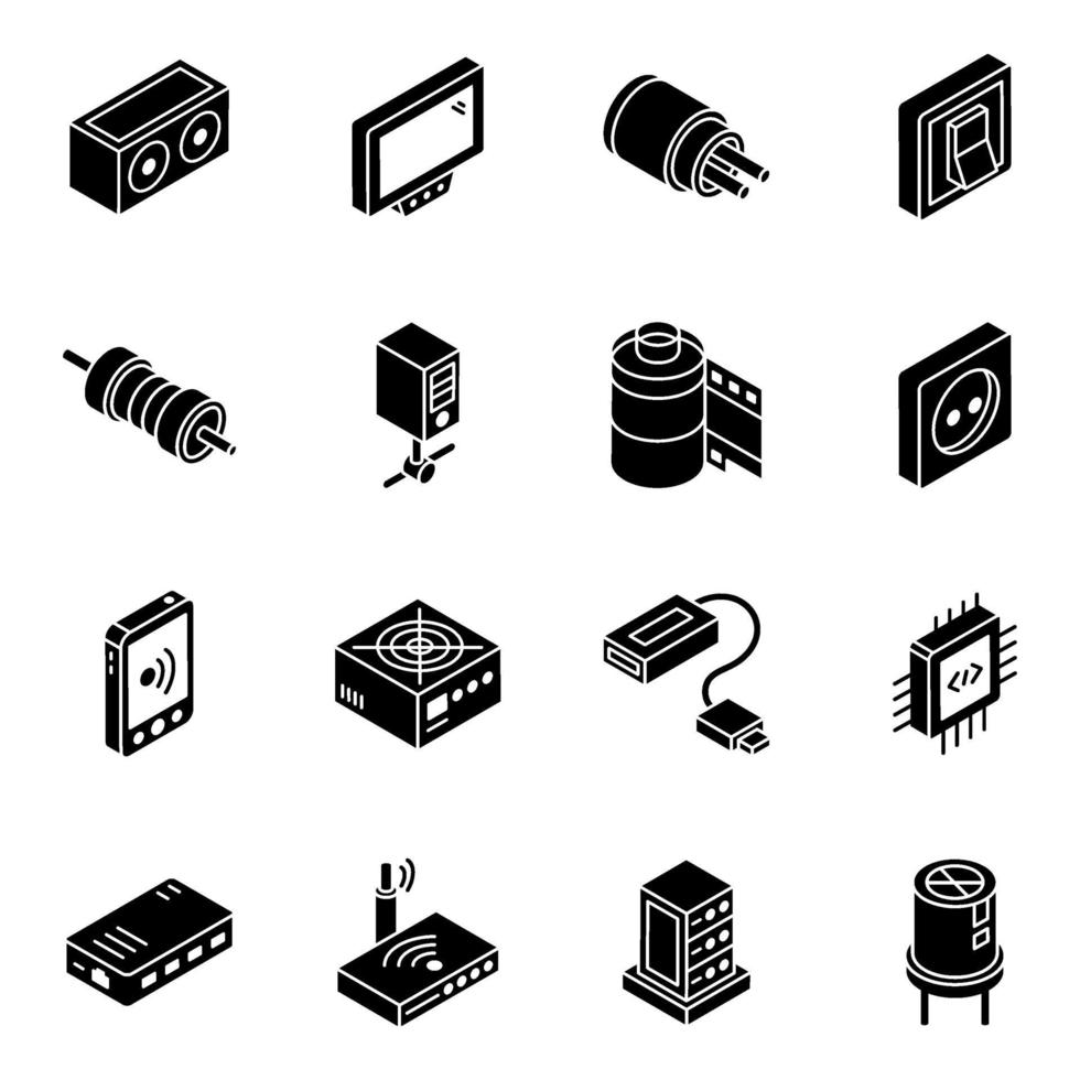 Wifi Connection and Database isometric icon set vector