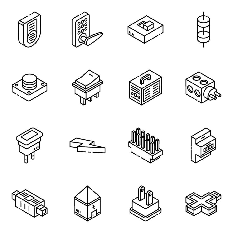 Modern Electronic Devices isometric icon set vector