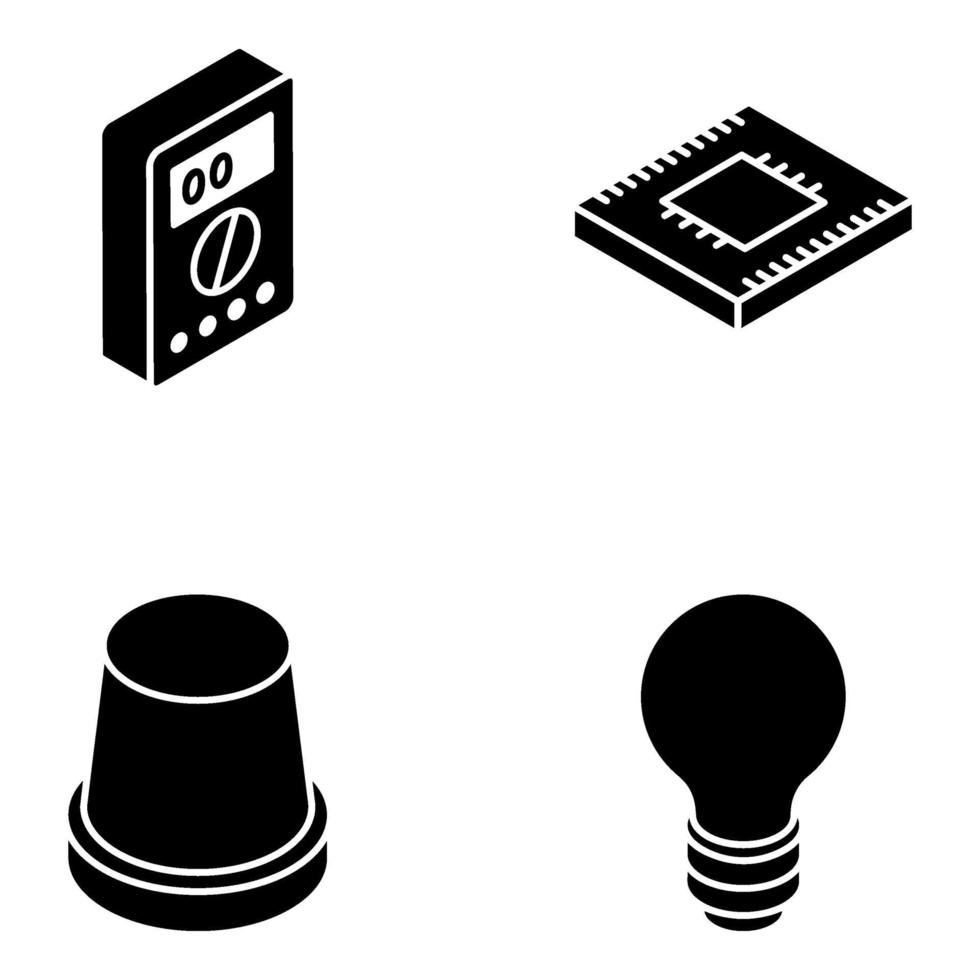 Trendy Electric Tools isometric icon set vector