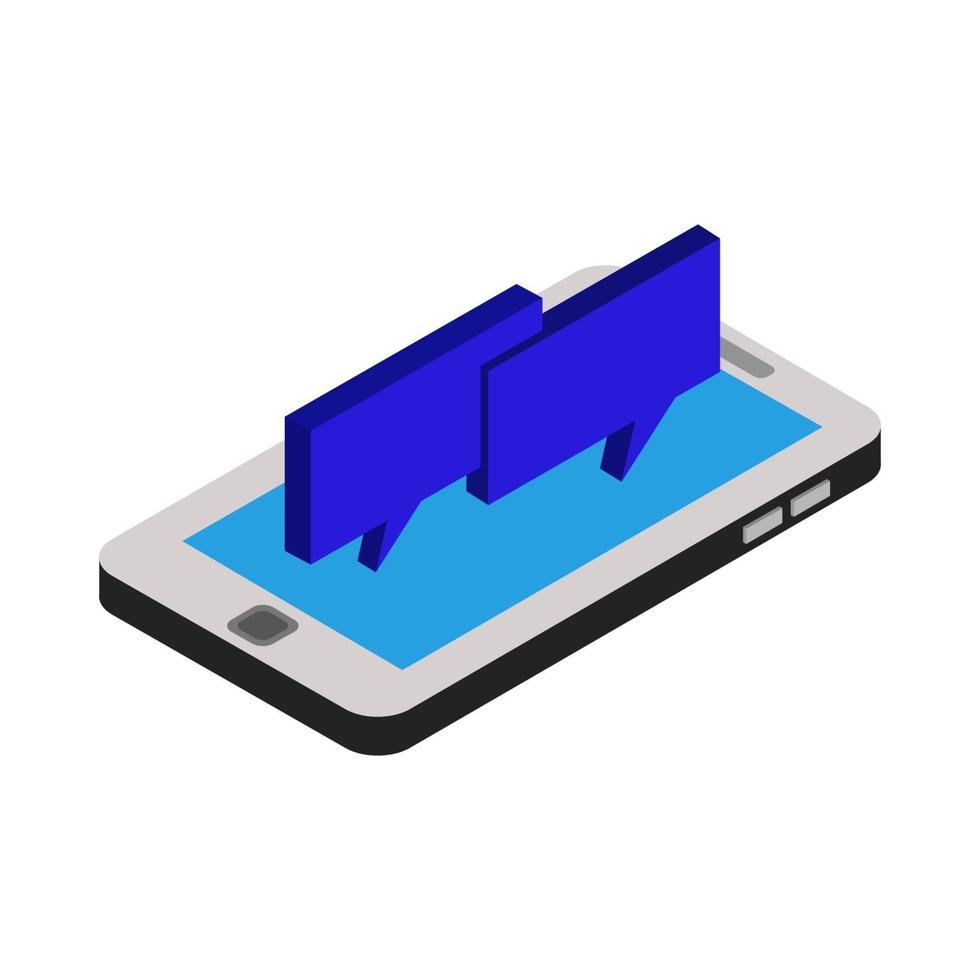 Isometric Dialog Cloud On Smartphone vector