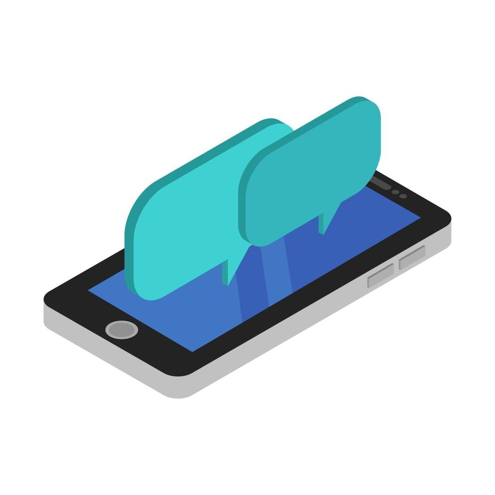 Isometric Dialog Cloud On Smartphone vector
