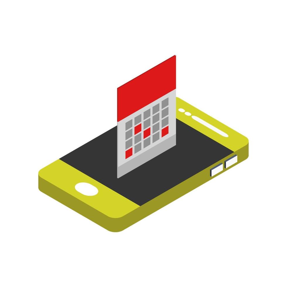 Calendar On Isometric Smartphone vector