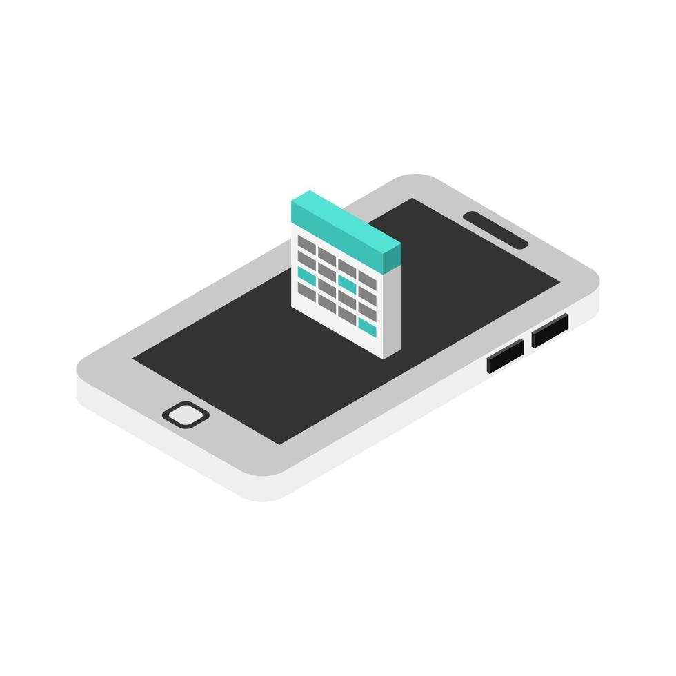 Calendar On Isometric Smartphone vector