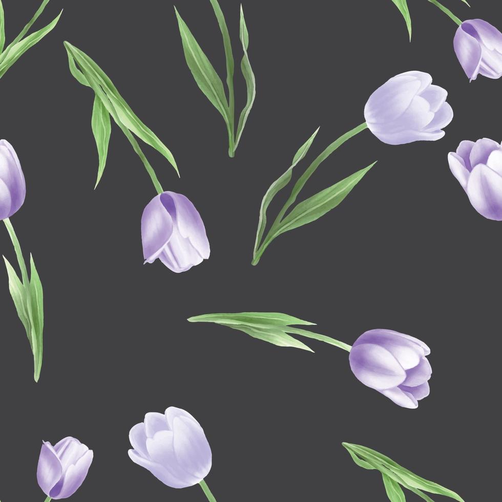 beautiful tulip watercolor seamless pattern vector