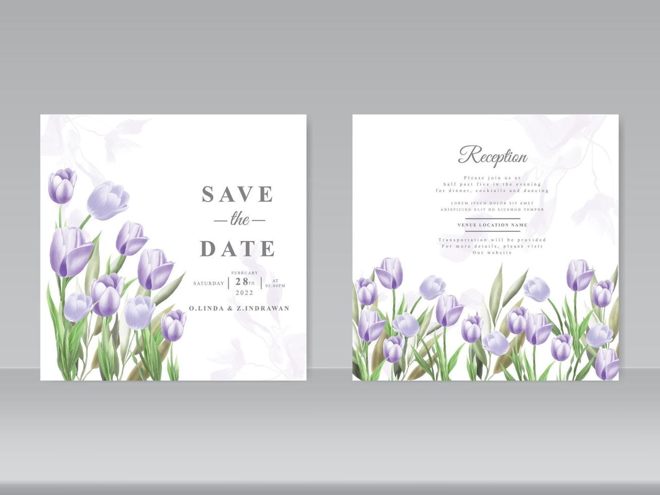 beautiful tulip watercolor wedding card vector