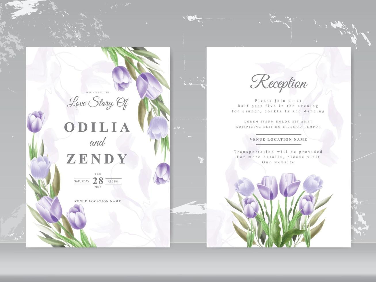 beautiful tulip watercolor wedding card vector