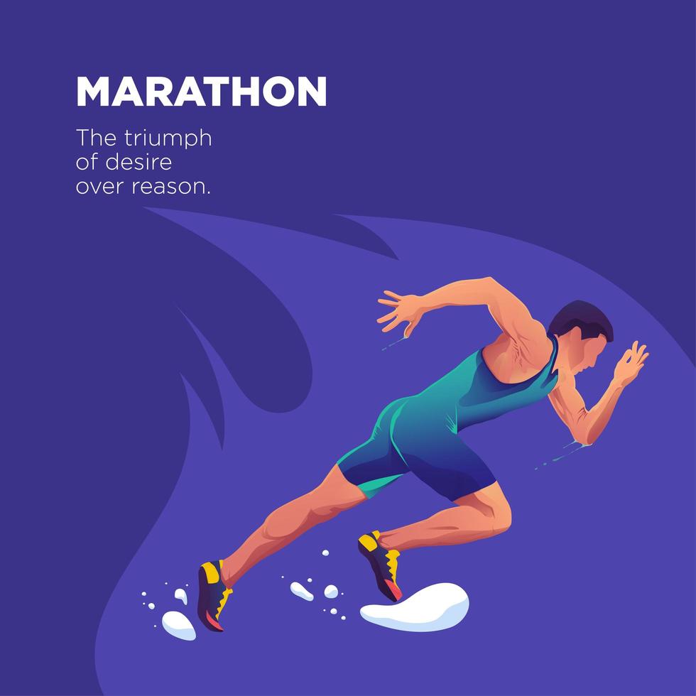 atleta maratón correr ilustración de fondo rápido vector