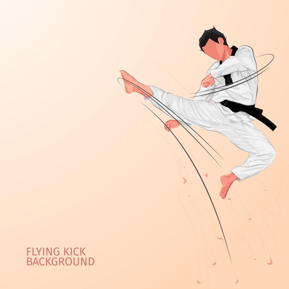 fondo de patada voladora de karate vector