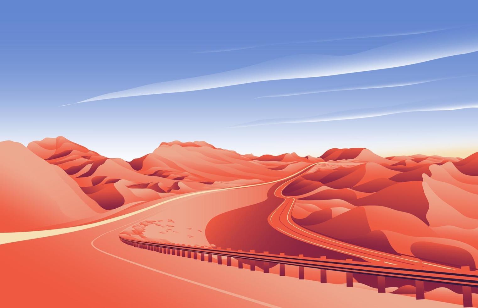 fondo del paisaje del camino de la colina del desierto vector