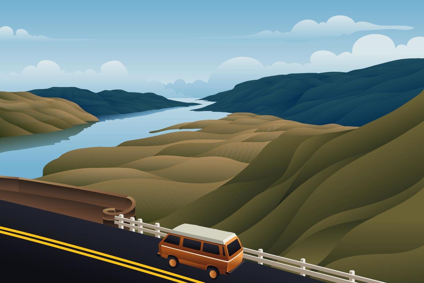 An on a mountain road vector