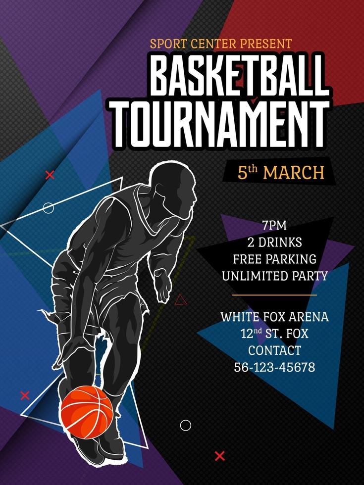 basketball tournament poster template vector