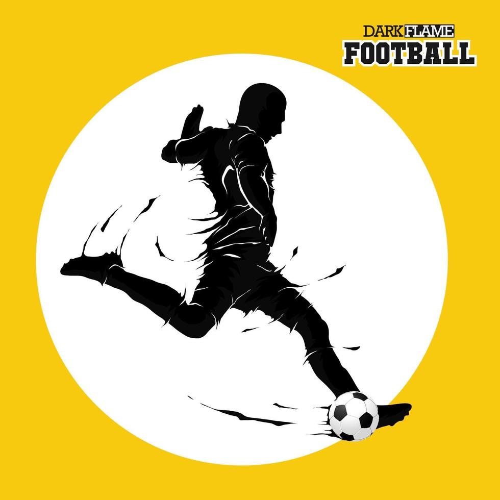 fútbol, pelota de fútbol, posar, oscuridad, llama, silueta vector