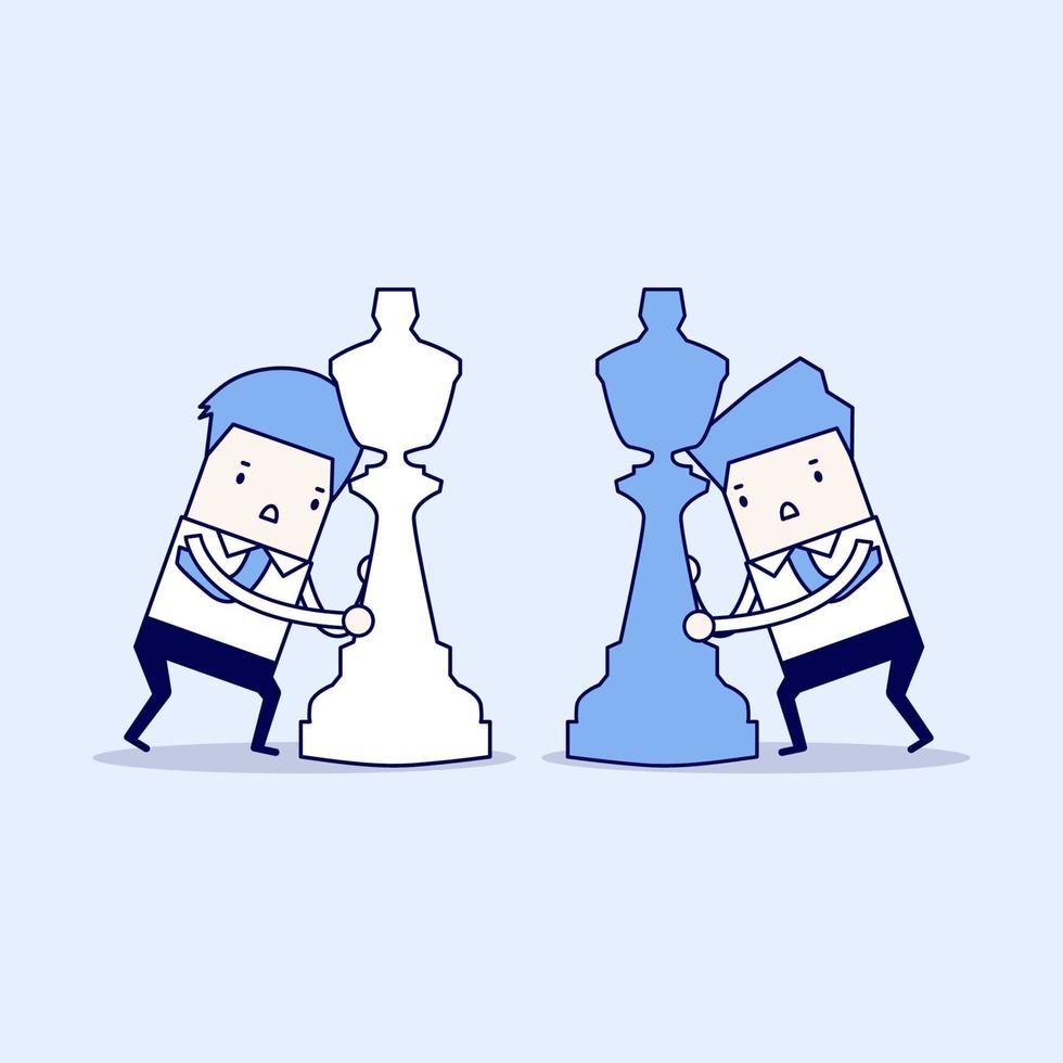 Businessmen with chess pieces fighting each other vector