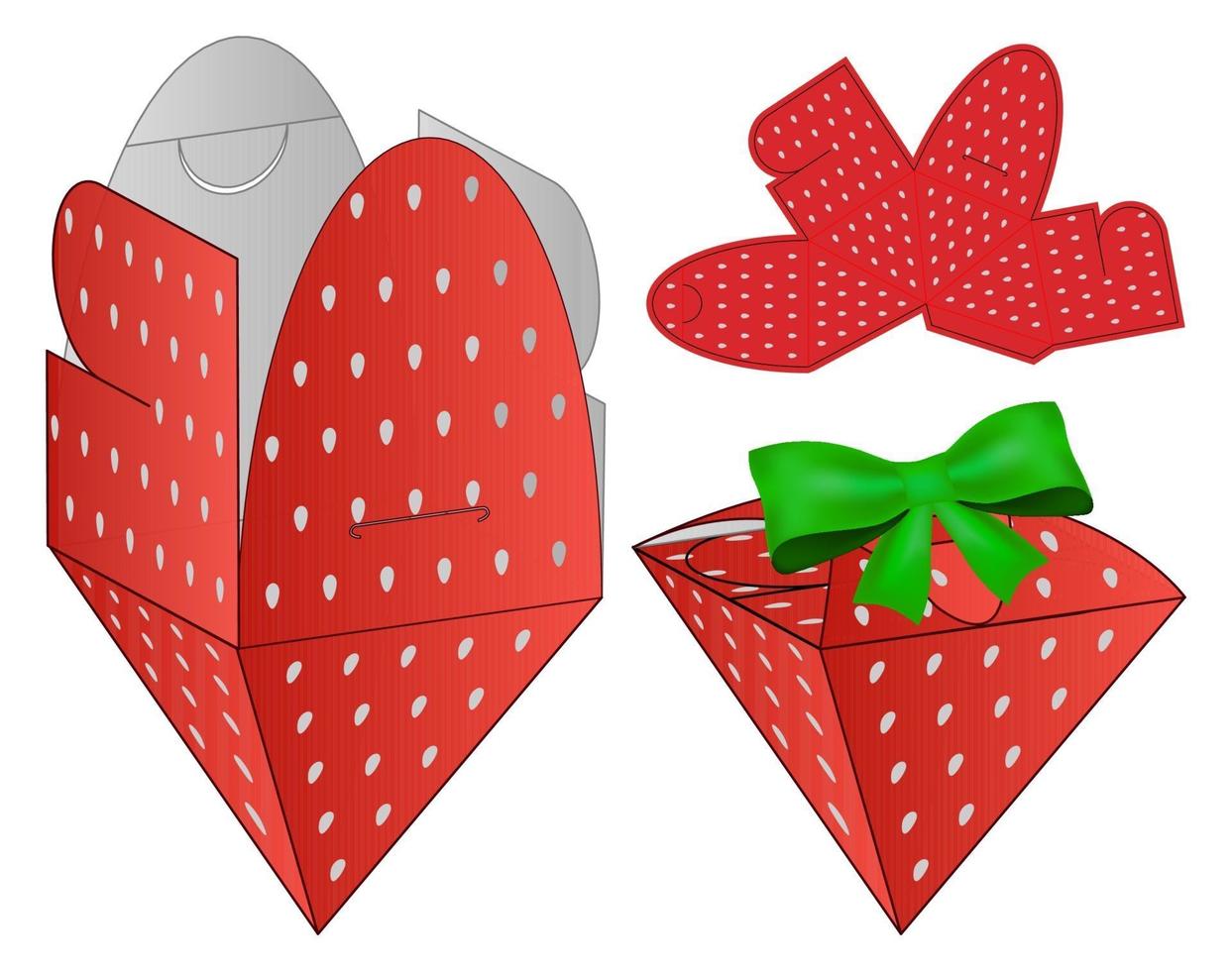 Strawberry Box packaging die cut template design. vector