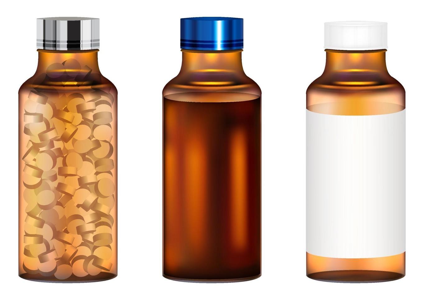 real amber glass medicine pills bottle vector