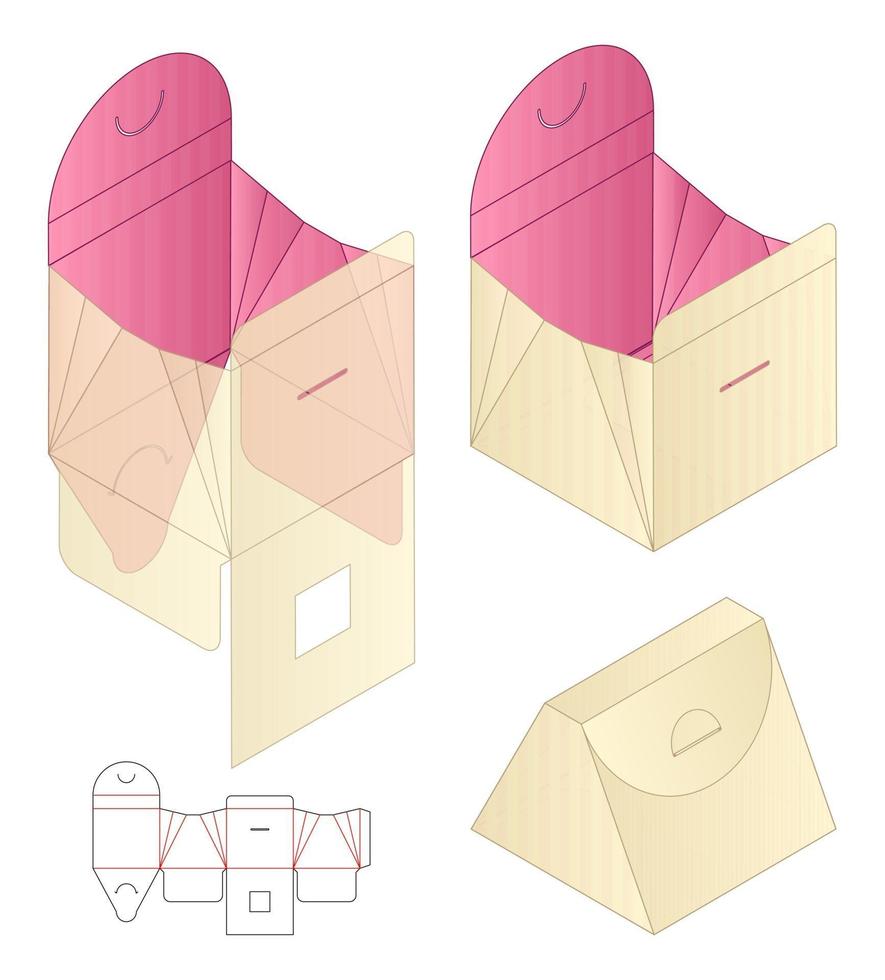 diseño de plantilla troquelada de embalaje de caja. Maqueta 3d vector