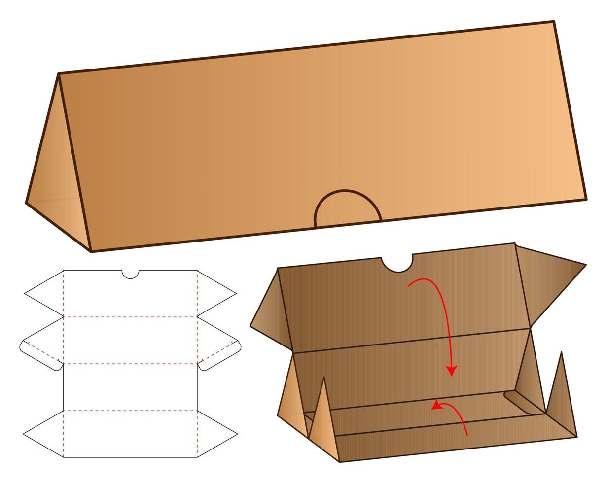 diseño de plantilla troquelada de embalaje de caja. Maqueta 3d vector