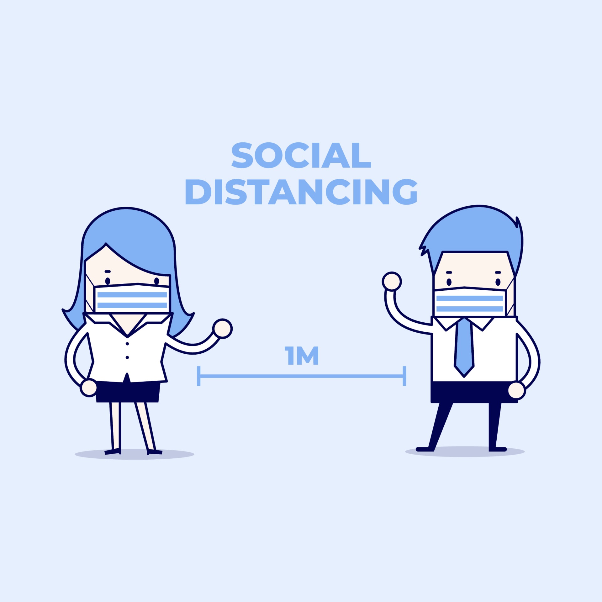 Businessman And Businesswoman Keep Distance Away In The Meeting With Virus Pathogens Social Distancing Concept Cartoon Character Thin Line Style Vector 2312543 Vector Art At Vecteezy