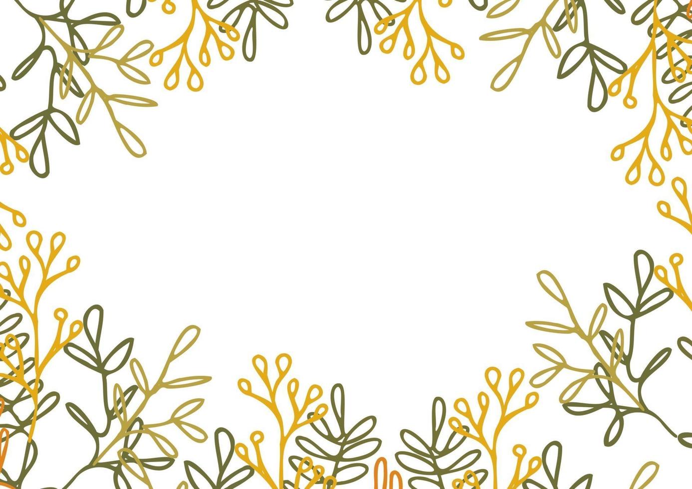 Floral border frame card template. Background with copy space for text. vector