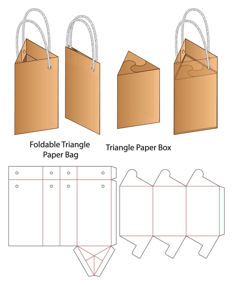 diseño de plantilla troquelada de embalaje de caja. Maqueta 3d vector