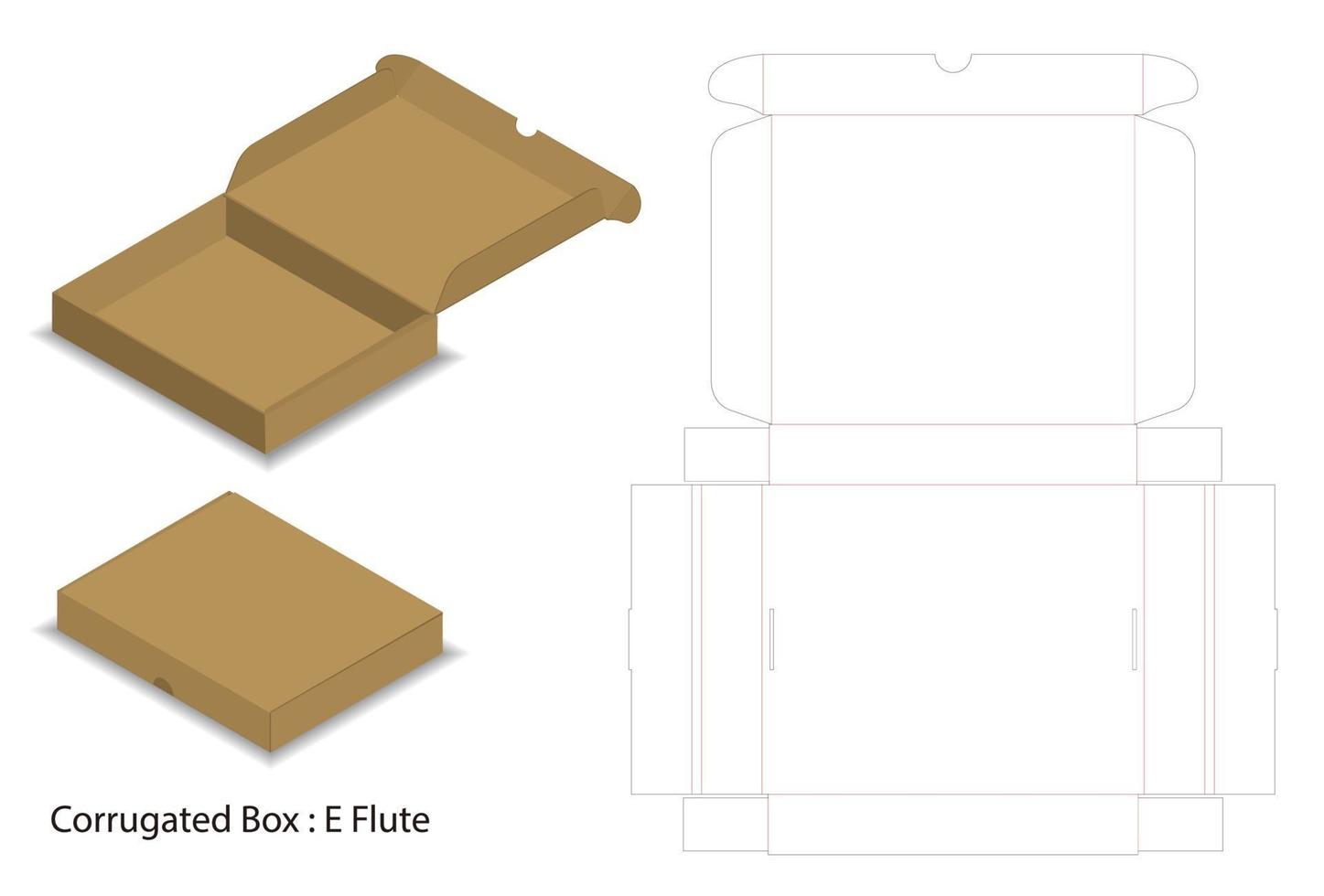 diseño de plantilla troquelada de embalaje de caja. Maqueta 3d vector