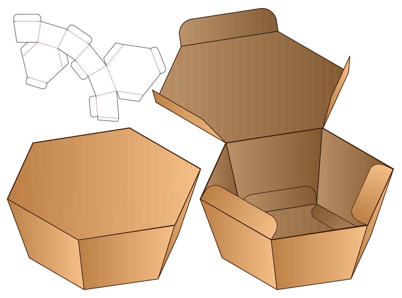 diseño de plantilla troquelada de embalaje de caja. Maqueta 3d vector