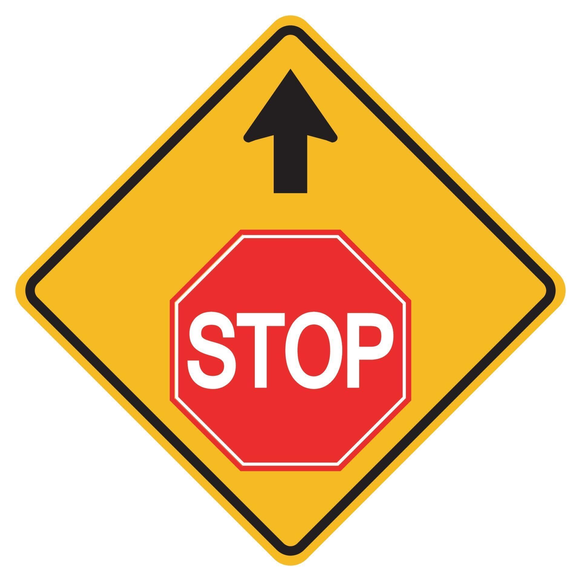 Warning signs Stop ahead on white background 2312668 Vector Art at Vecteezy