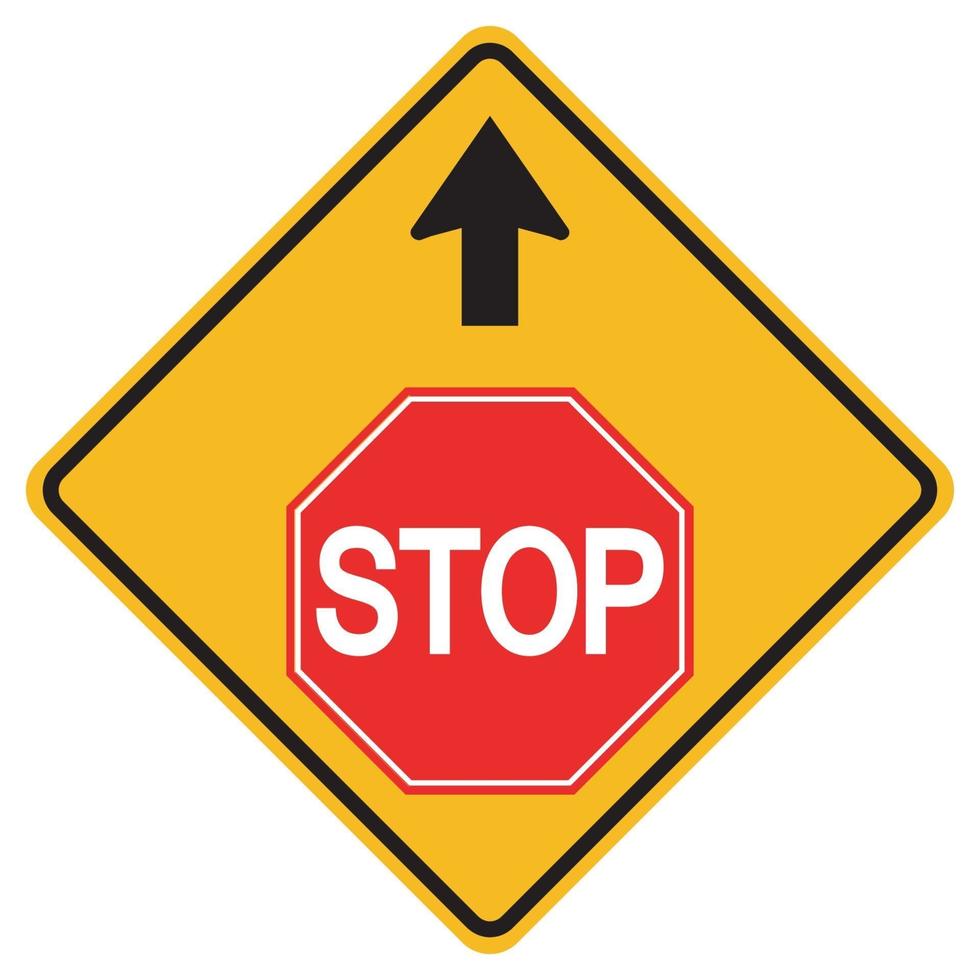 Warning signs Stop ahead on white background vector