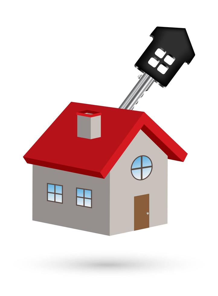 3d house vector with house key