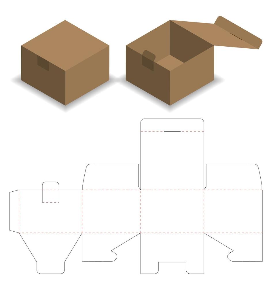 diseño de plantilla troquelada de embalaje de caja. Maqueta 3d vector