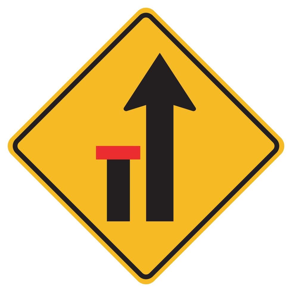 Warning signs Left lane ends on white background vector