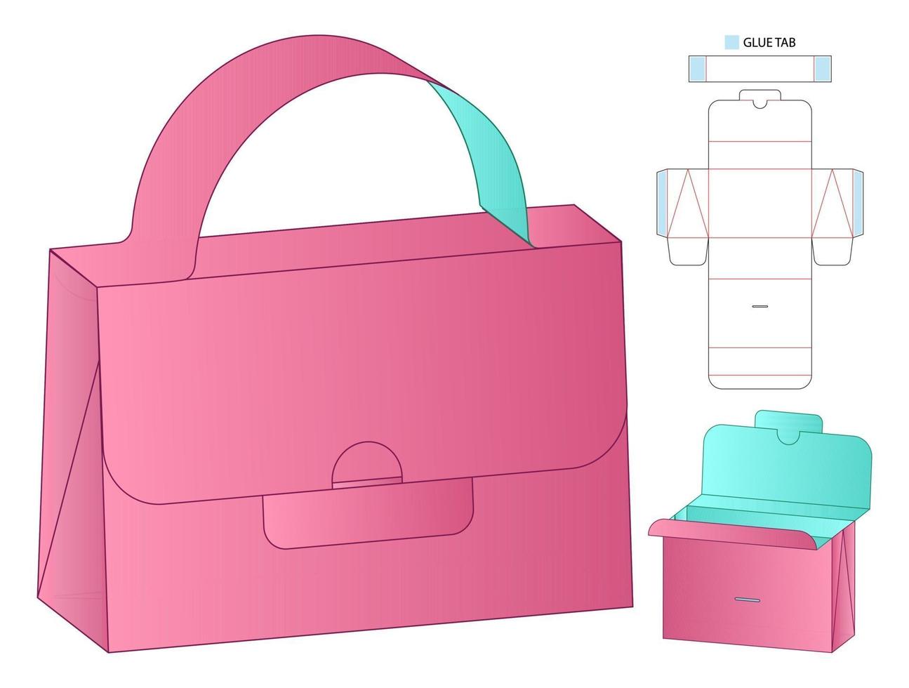 Box packaging die cut template design. 3d mock-up vector