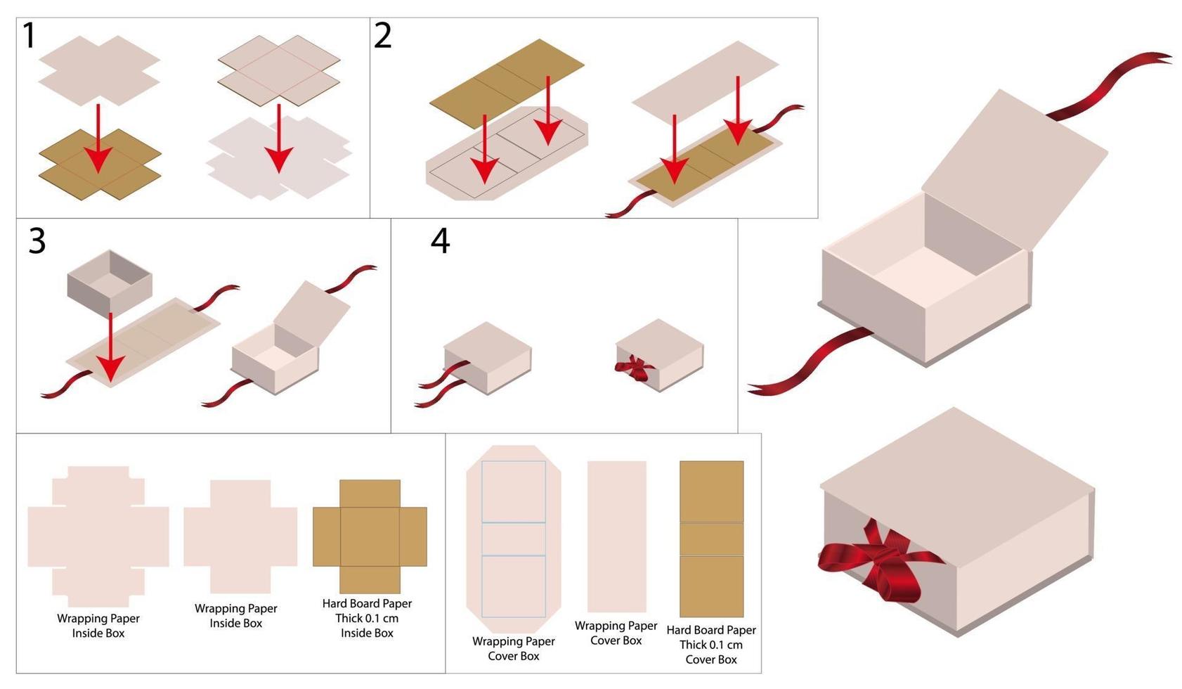 diseño de plantilla troquelada de embalaje de caja. Maqueta 3d vector