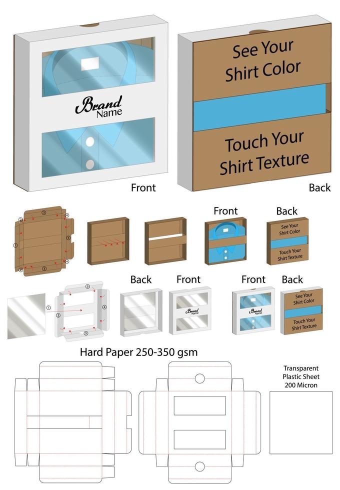 diseño de plantilla troquelada de embalaje de caja. Maqueta 3d vector