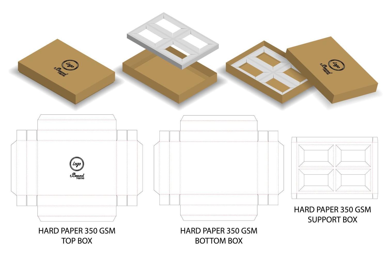 Box packaging die cut template design. 3d mock-up vector