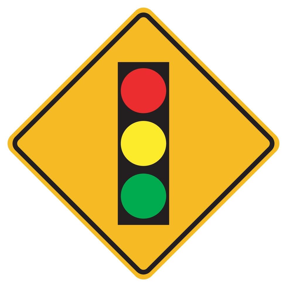 Warning signs Traffic lights ahead on white background vector