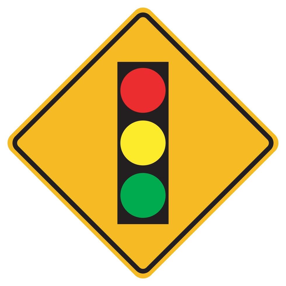 Warning signs Traffic lights ahead on white background vector