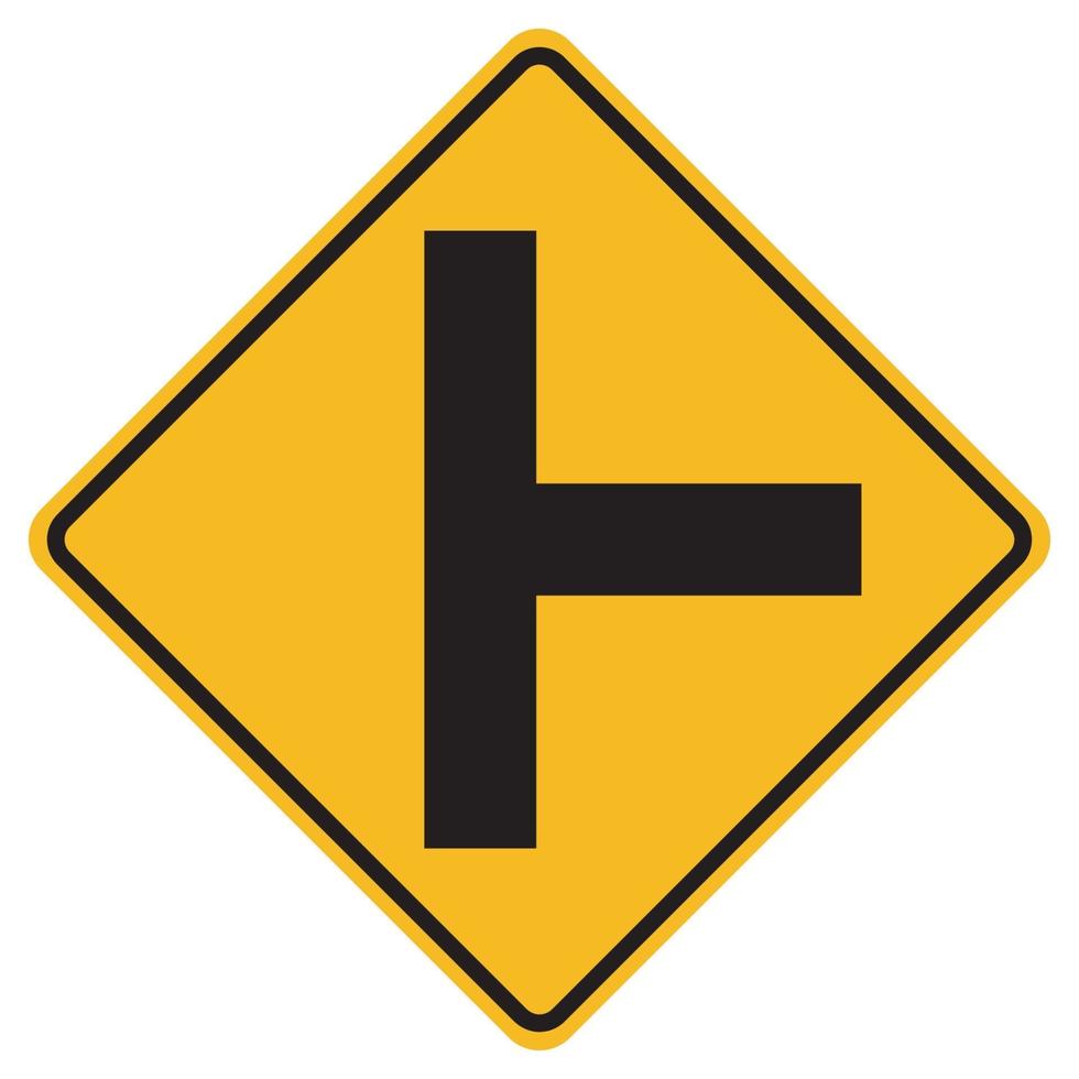 Warning signs Side road junction on right on white background vector