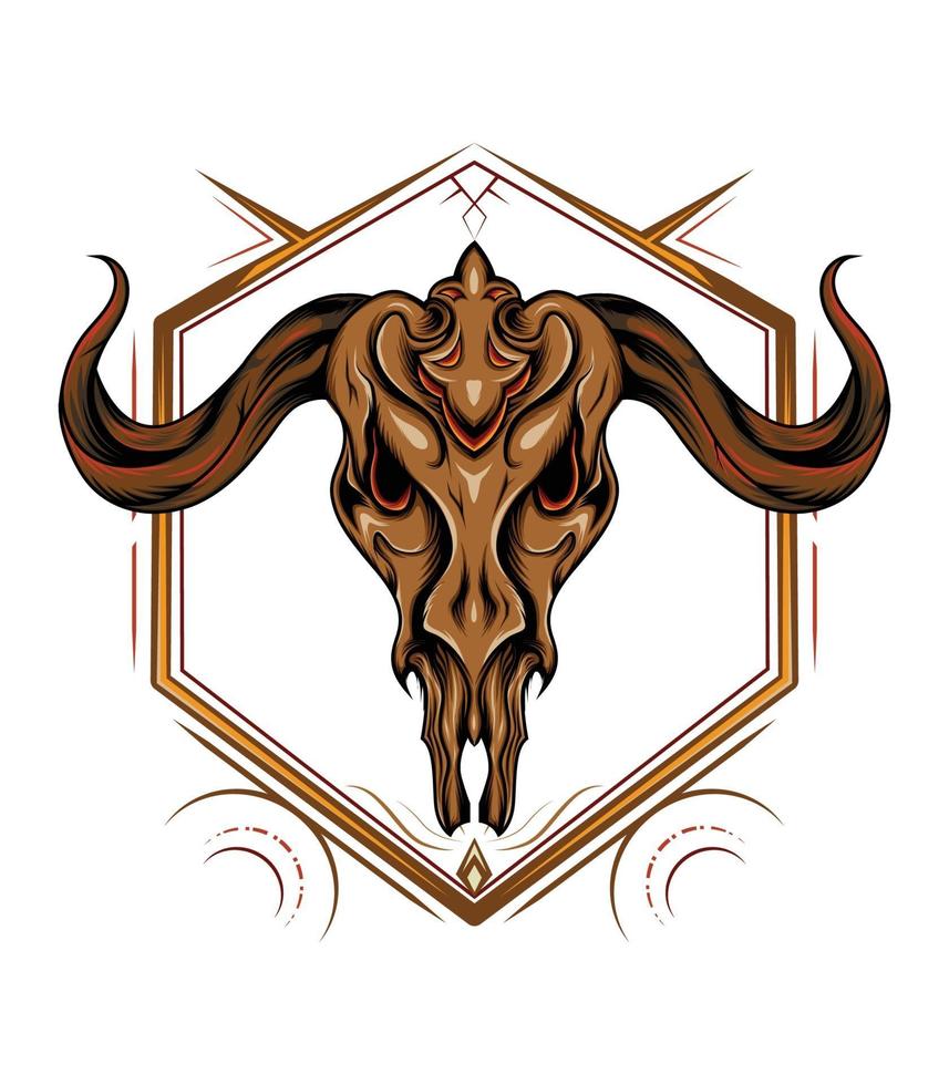 Goat head skull with ornament vector