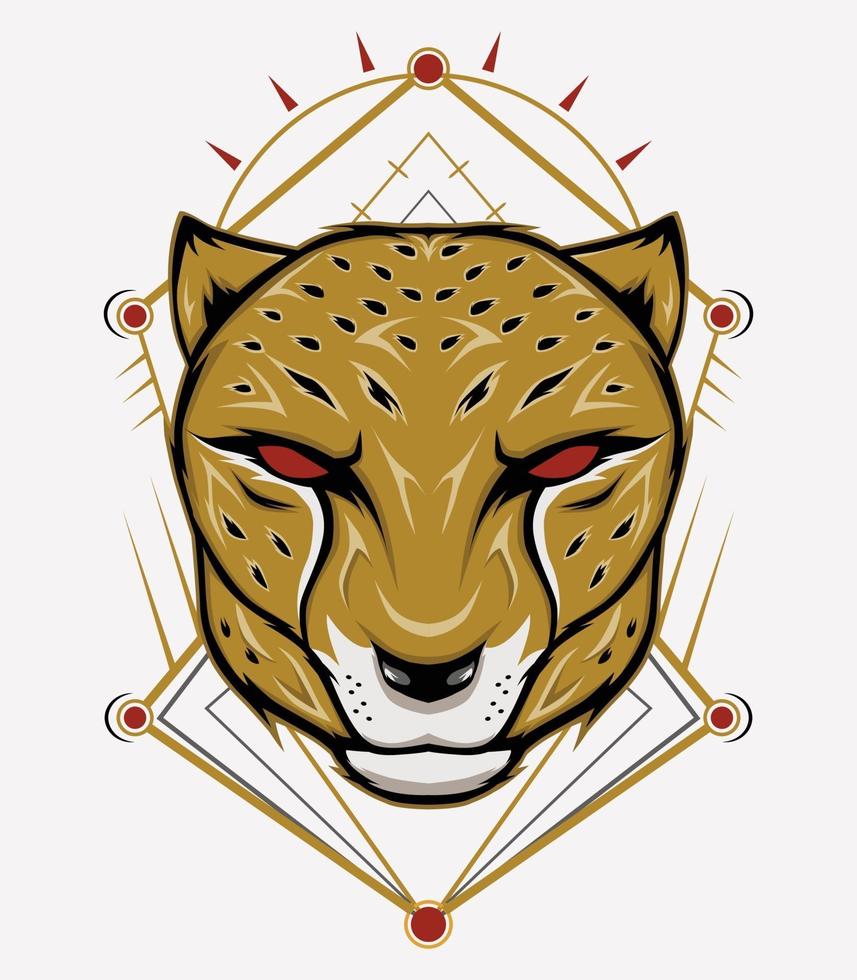 Cheetah Mascot Emblem with ornament vector