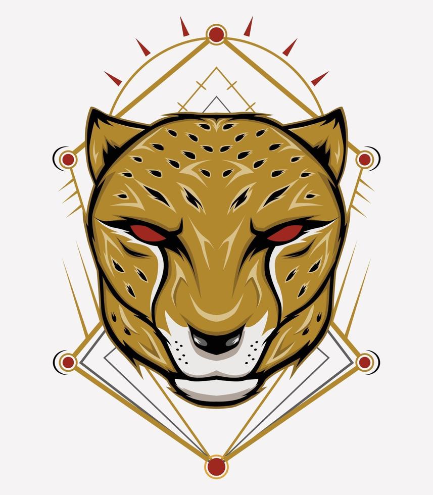 Cheetah Mascot Emblem with ornament vector