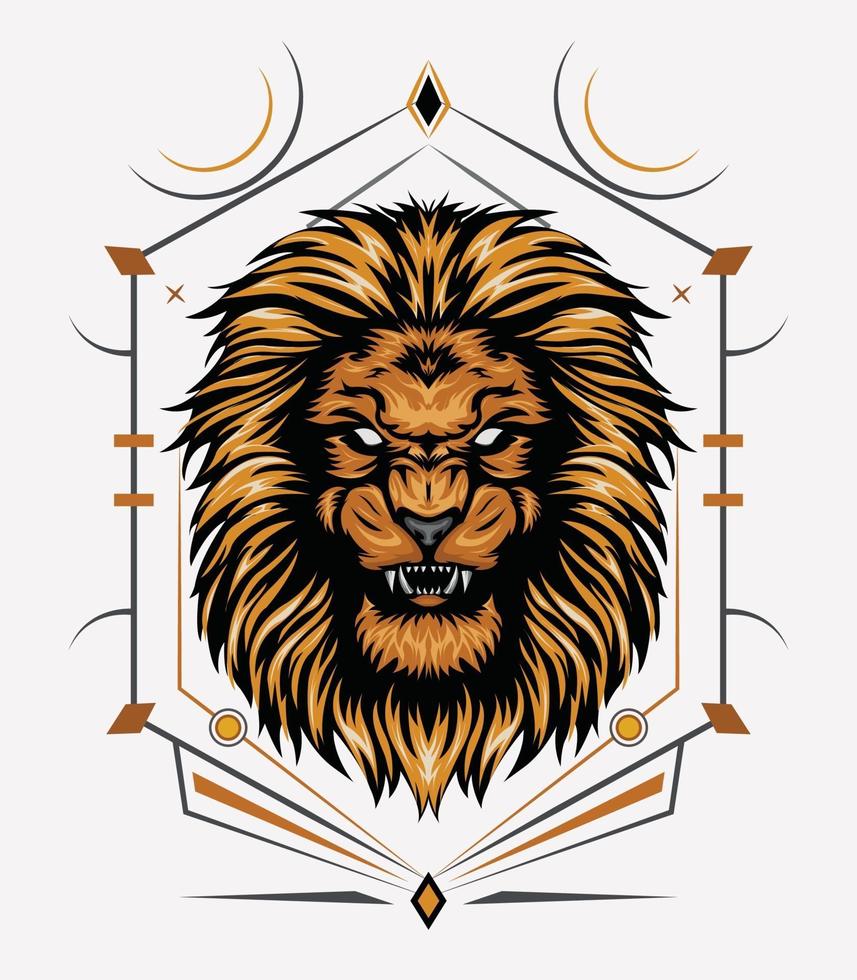 cabeza de león con símbolo sagrado vector