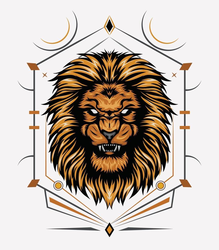 Lion head with sacred symbol vector