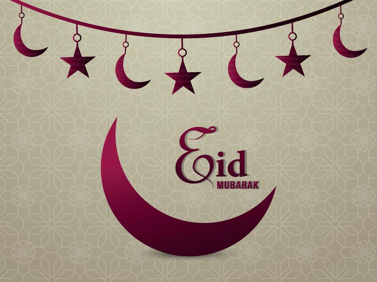Eid mubarak celebration background with realistic moon vector