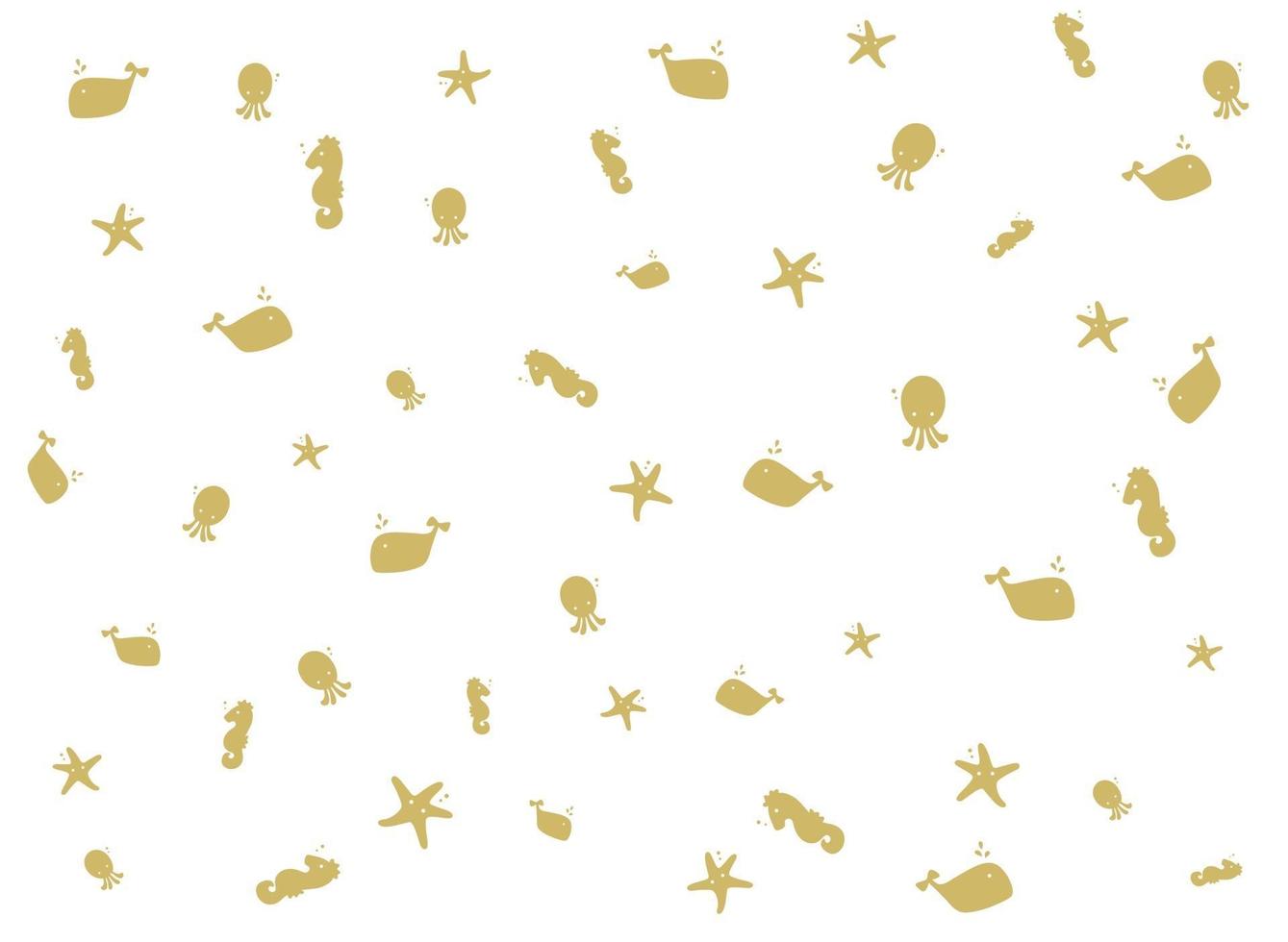 Seamless sea cute pattern with squid, starfish, seahorse and whale, summer pattern vector