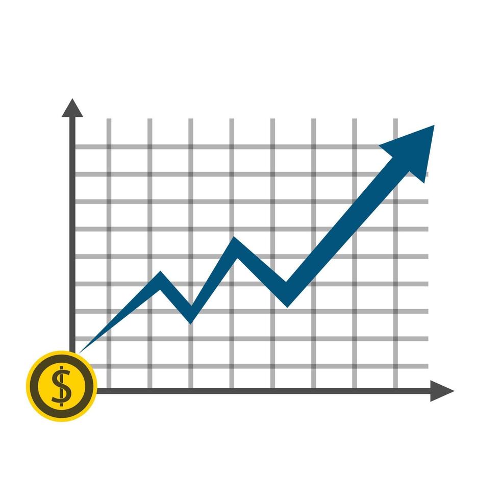 Gráfico de crecimiento del concepto de moneda de dólar de negocios en el fondo del gráfico vector