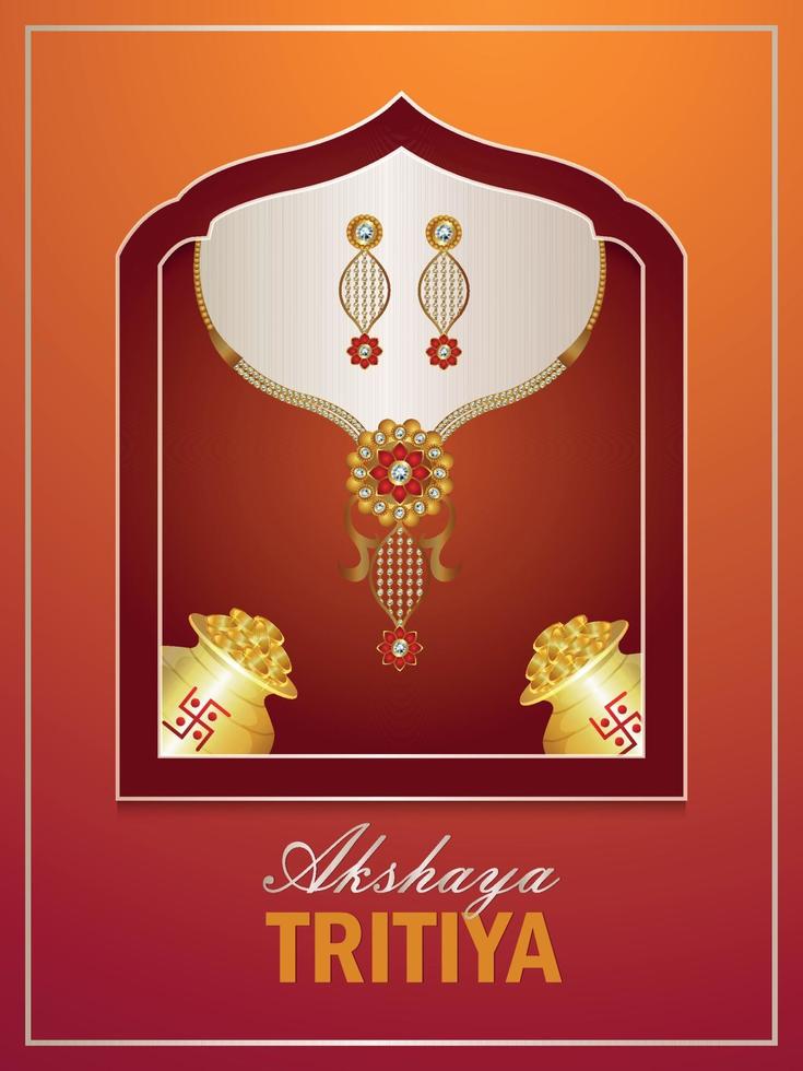 Ilustración vectorial de akshaya tritiya folleto de promoción de venta con monedas de oro y collar de oro vector