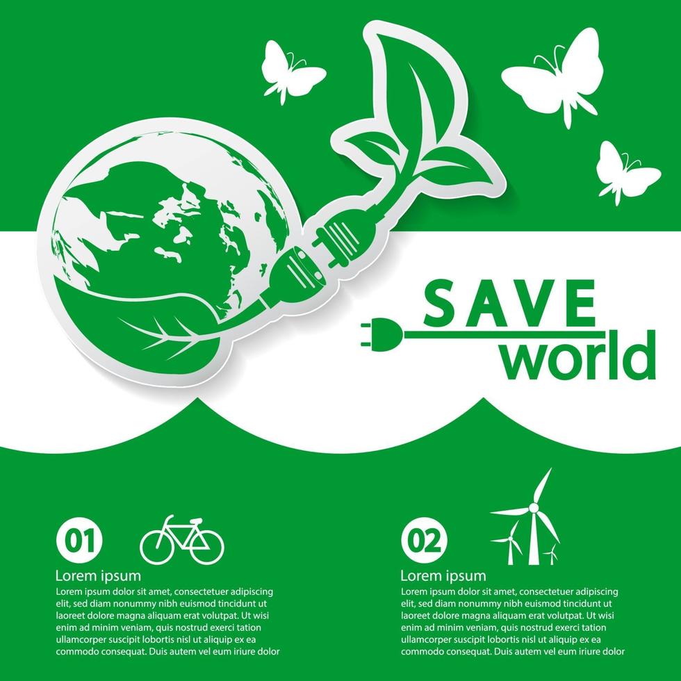 World with eco-friendly concept banner template vector