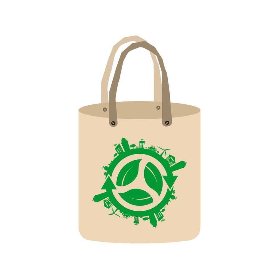 Ecology concept, eco-friendly fabric bag vector